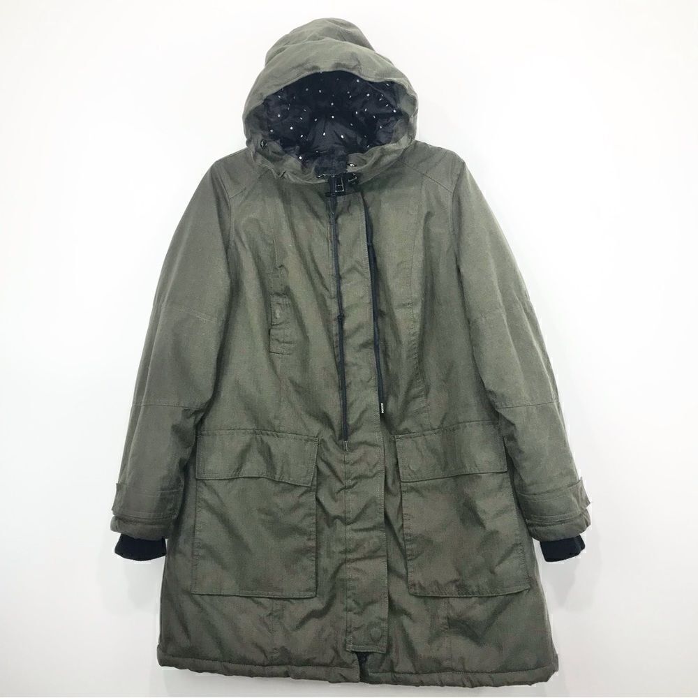 Torrid Olive Green Canvas Zip Up Hooded Winter Anorak Jacket Coat